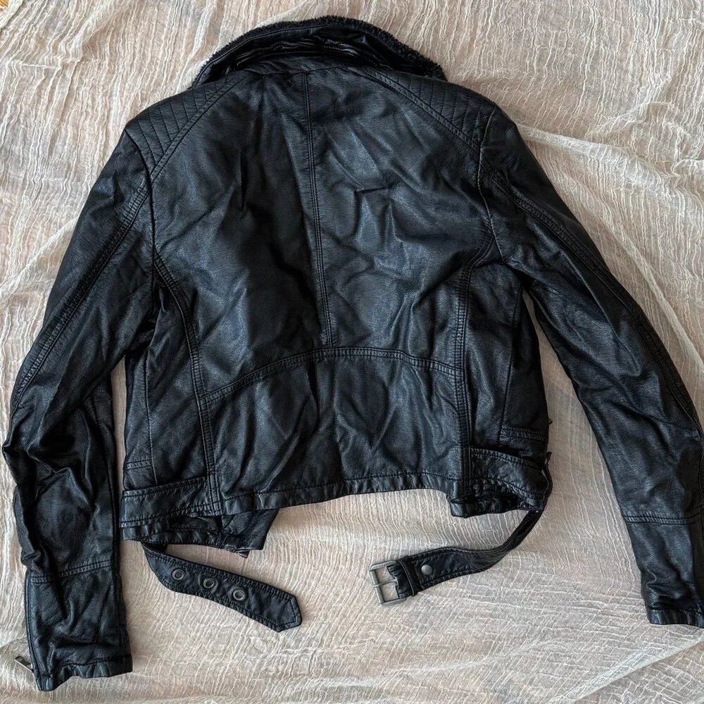 Free People Lined Moto Leather Jacket with Detachable Sherpa Collar - Picture 5 of 10